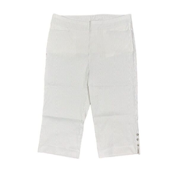 Chico's Tan and White Pinstripe Stretch Capris with Tummy Control Size 14 (2.5) - Picture 2 of 12